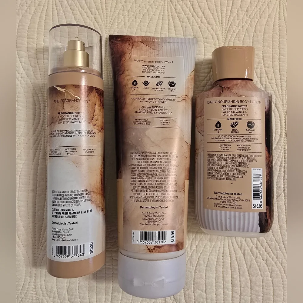 NWT Bath & Body Works Limited Edition Vanilla Cafe 3 Pc Set